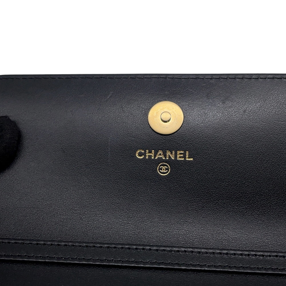 Chanel Chain Shoulder Bag Matelassé Coco Mark Phone Holder Caviar Skin AP3482 CHANEL Smartphone Case Handbag — Like New