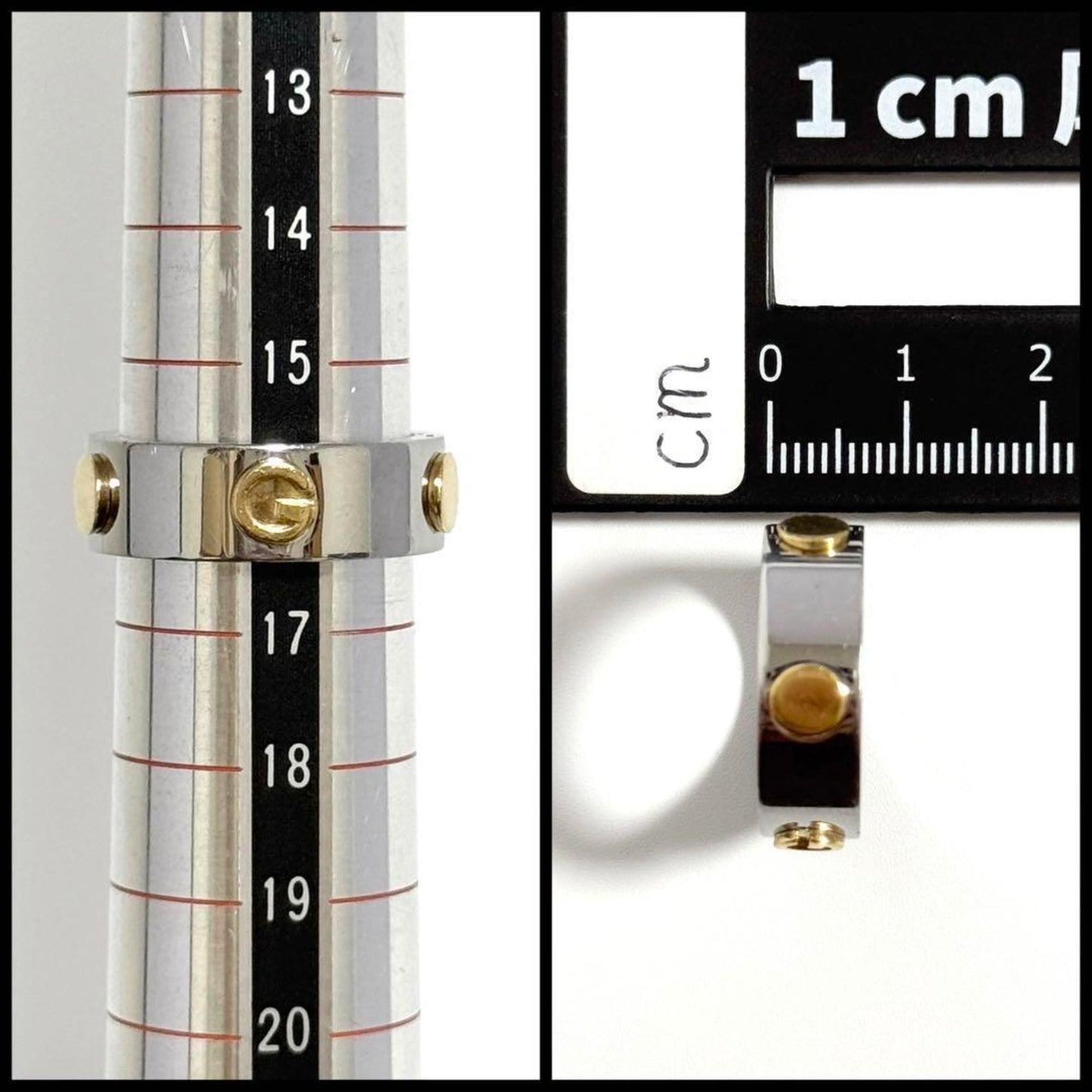 Gucci men's combination ring in stainless steel and gold