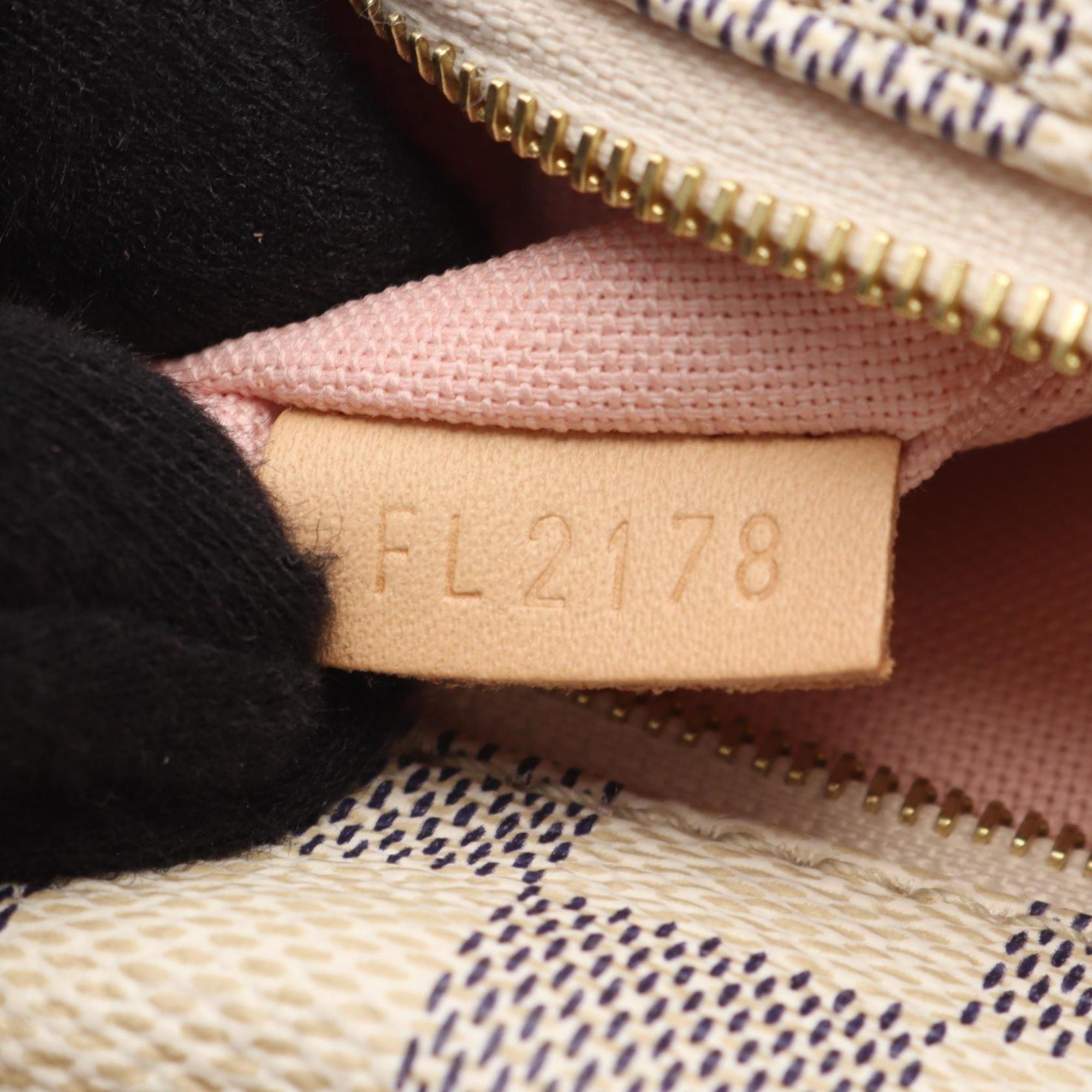 Louis Vuitton Iena PM Tote Bag, Handbag, Coated Canvas and Leather, Damier Azur, Women's, White, N44039