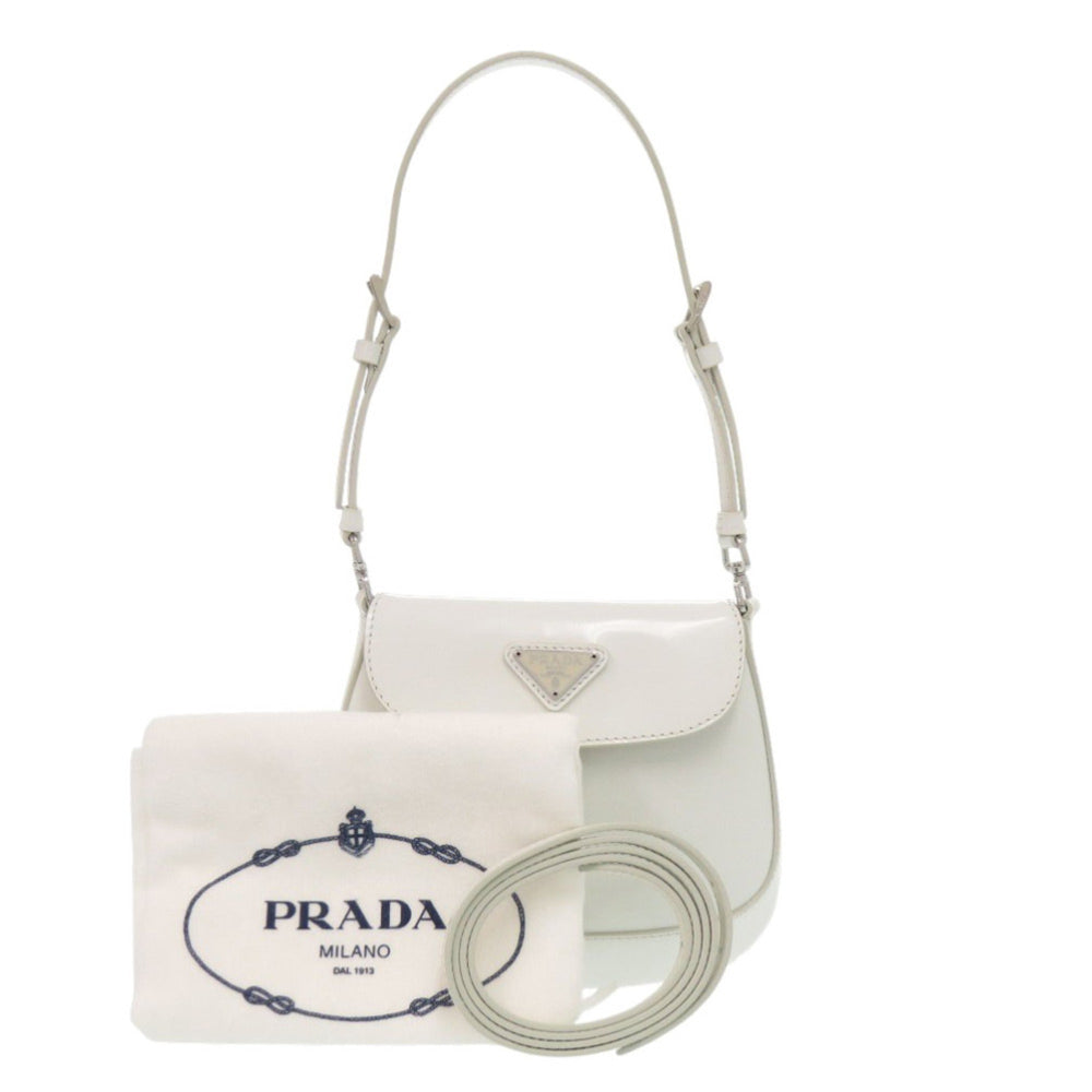 Unused Prada SPAZZOLATO 1BH188 Triangle Logo Leather White 2-Way Shoulder Bag 0372PRADA — New - Store Return