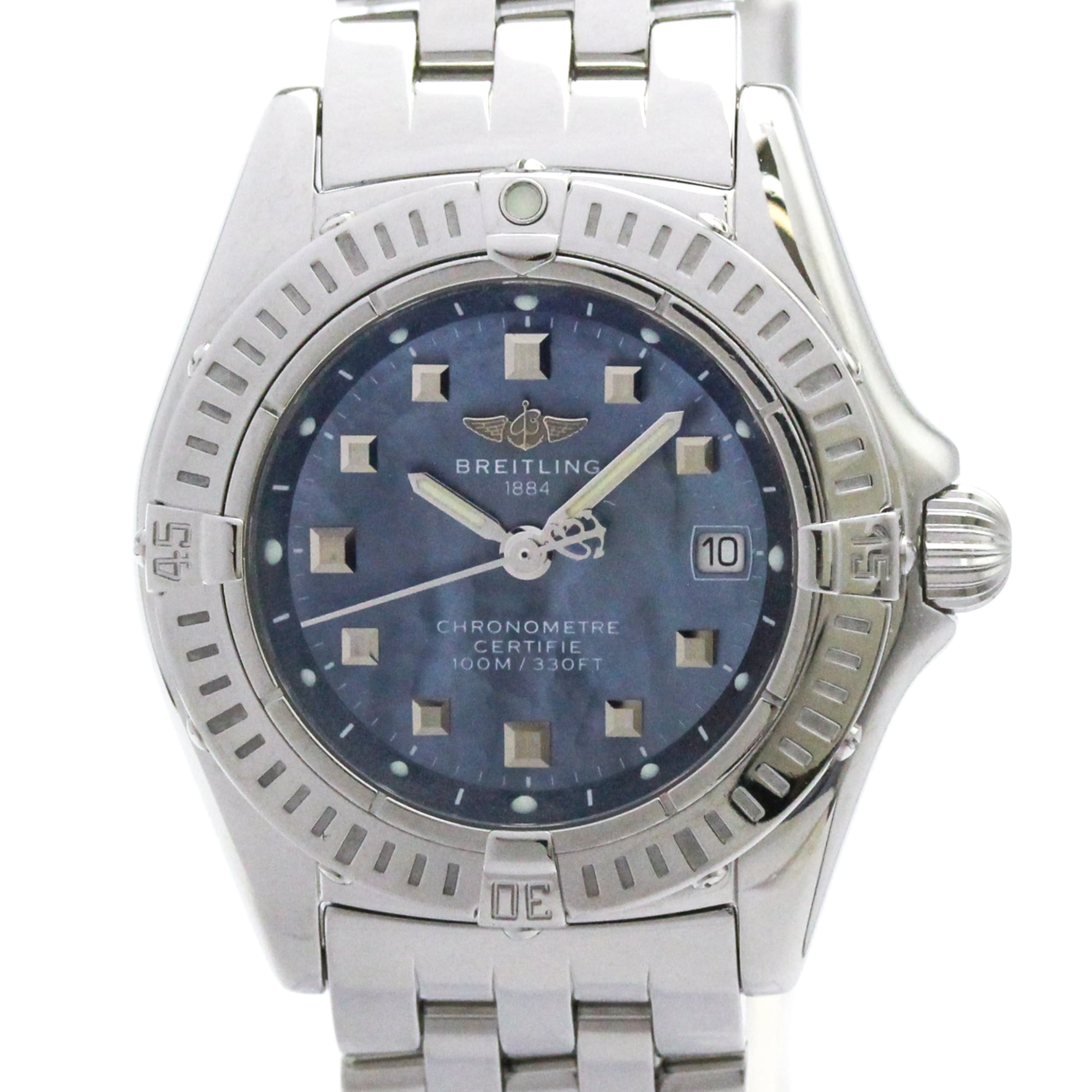 BREITLING Callistino Blue MOP Dial Steel Quartz Watch A72345 Polished — Very Good