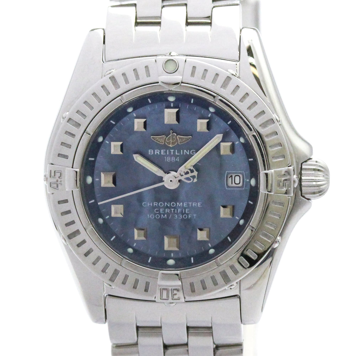 BREITLING Callistino Blue MOP Dial Steel Quartz Watch A72345 Polished — Very Good