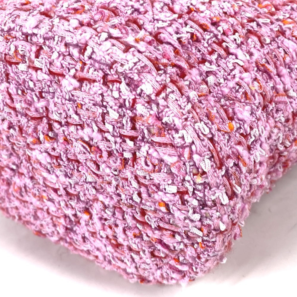 CHANEL 2022SS CC Coco Mark Chain Bucket-Shaped Pochette, 2-Way Handbag/Shoulder Bag, Tweed, Women's, Pink — Like New