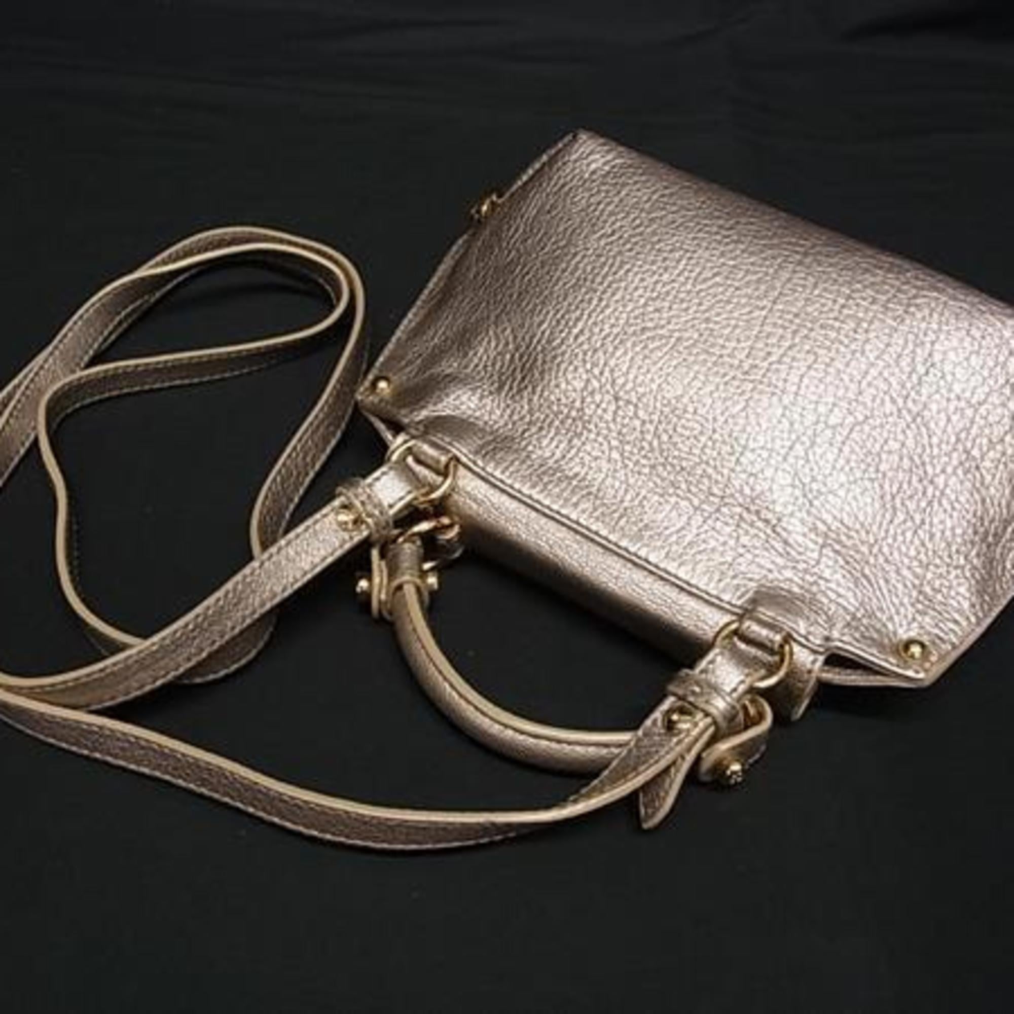 Salvatore Ferragamo Gancini Mini Sofia handbag EZ21 E238 in metallic pink beige leather for women