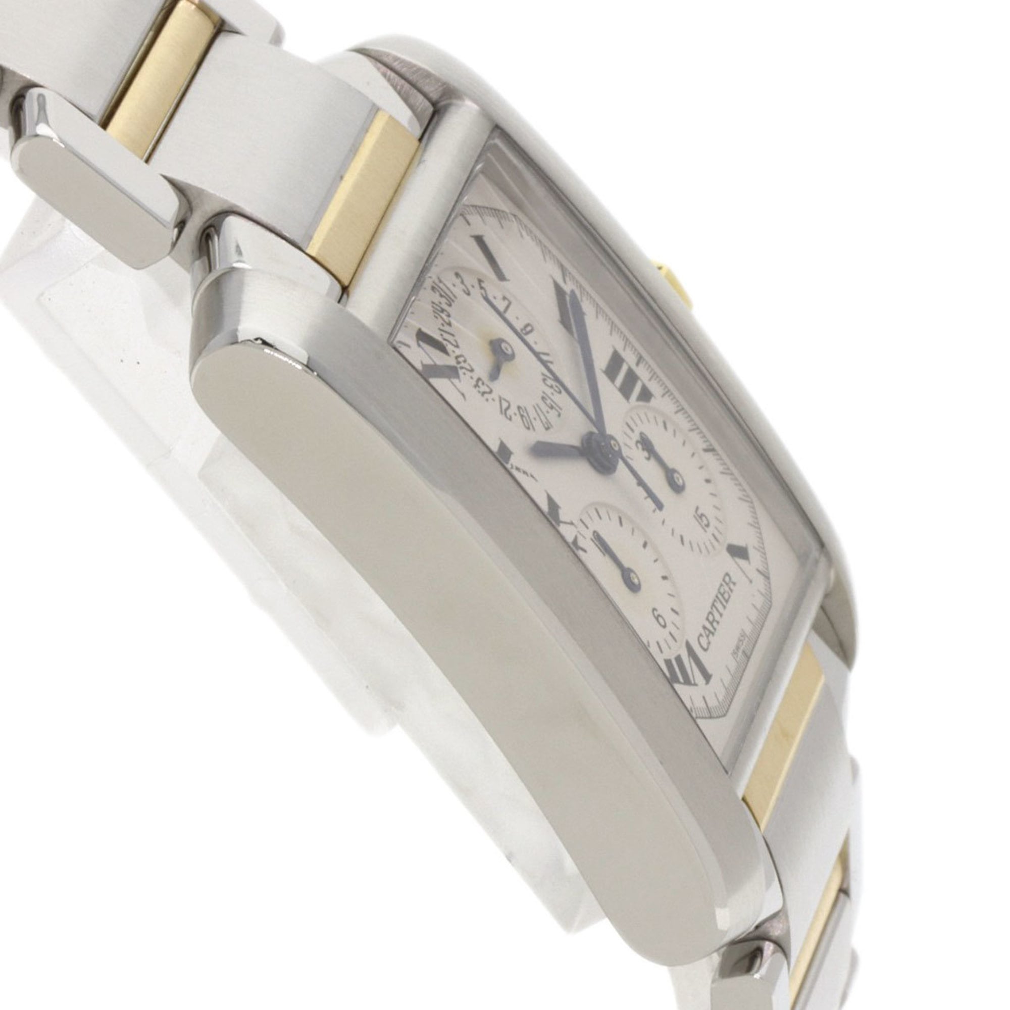Cartier Tank Française Chrono Reflex W51004Q4 Men's Stainless Steel Watch in 18K White Gold