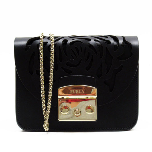 Furla Shoulder Bag Leather Black Women's t19069g