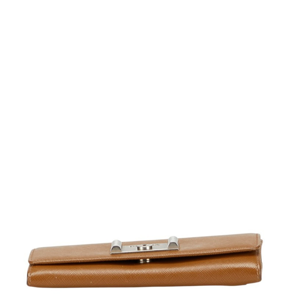 Prada Women's Long Wallet 1MH037 Brown Saffiano Leather
