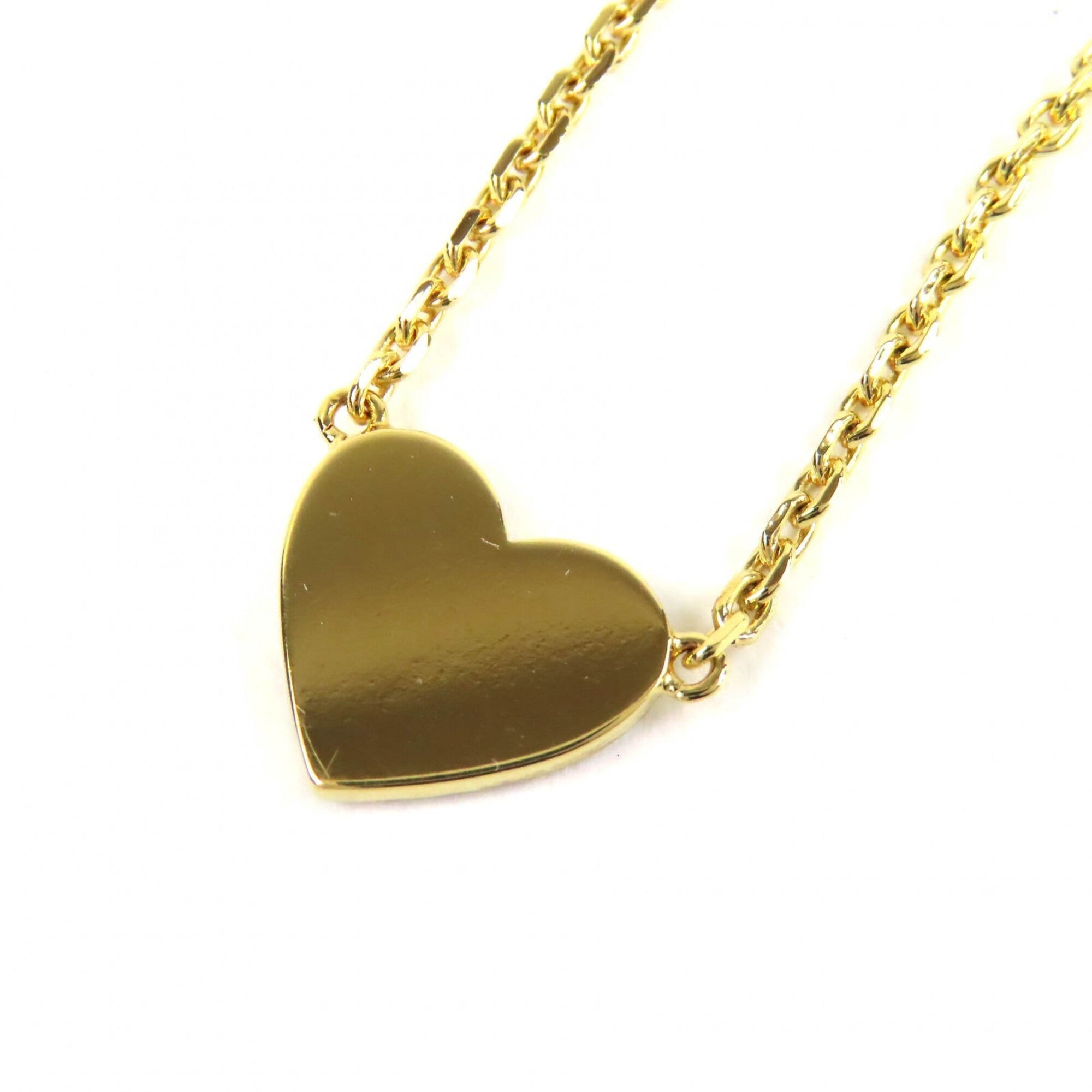 Christian Dior N3477WOMCY Clair D Lune Rhinestone CD Logo Heart Necklace 44cm Gold with Box and Dust Bag for Women — Like New