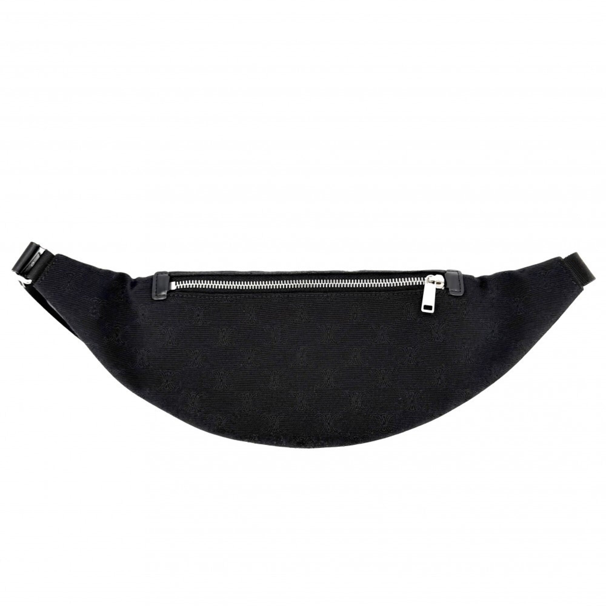 Celine Triomphe Belt Bag/Waist Bag for Men, Black Canvas, Silver Hardware — Like New