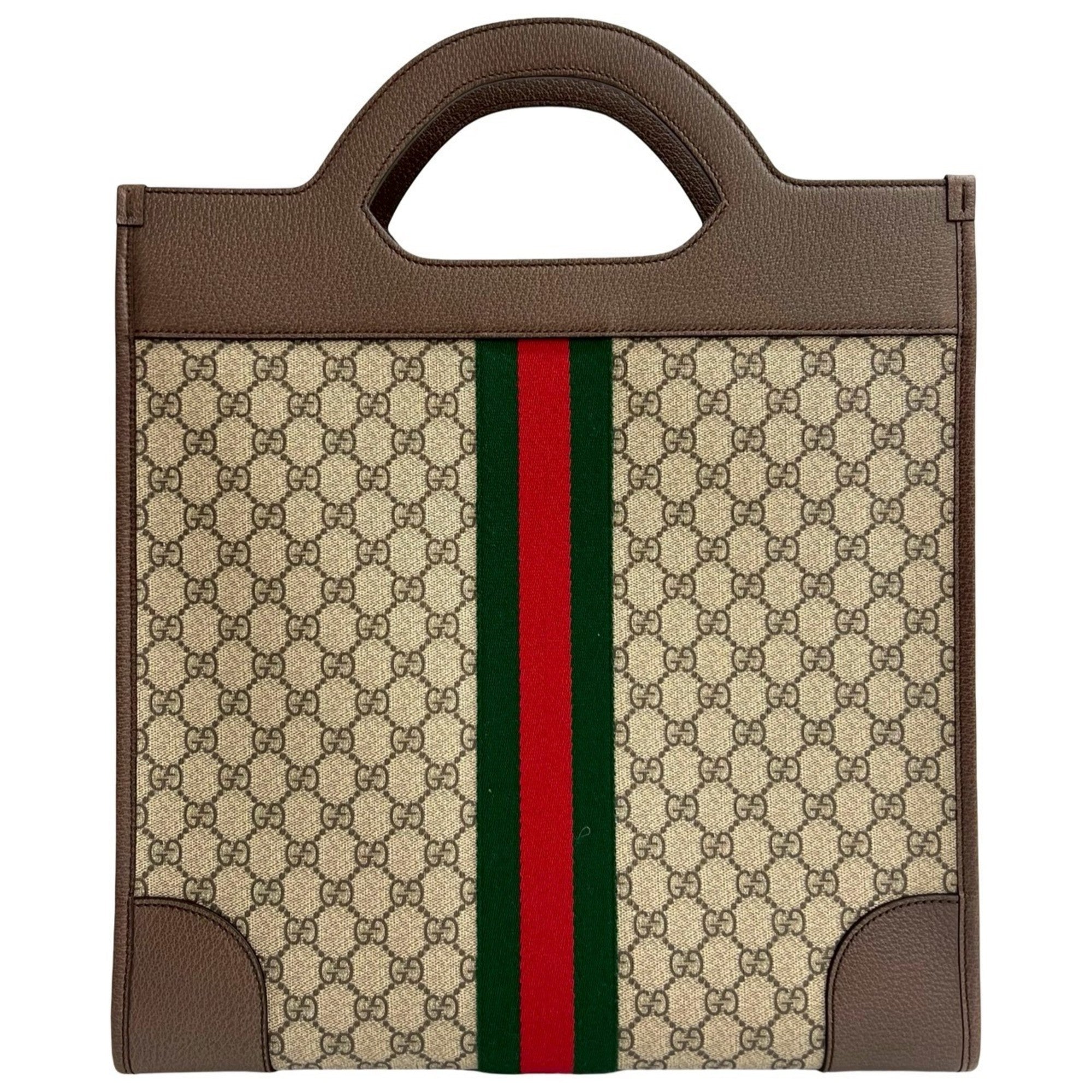 GUCCI Ophidia GG Supreme Sherry Line Leather Handbag, Tote Bag, Business Brown, 63953 — Like New