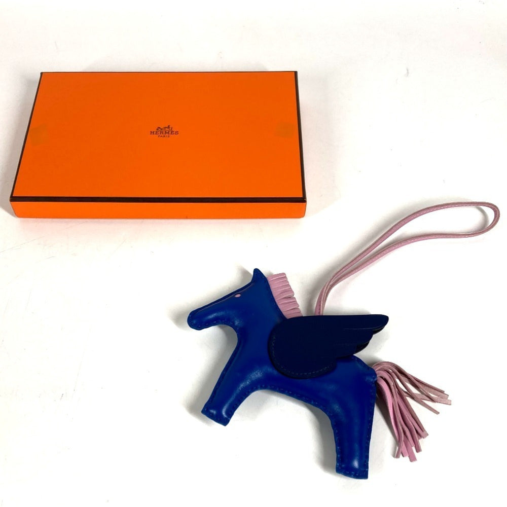 HERMES Hermes Horse Keychain Cheval Rodeo Pegasus MM Accessory Bag Charm Agneau Milo Men's Women's Blue Like New — Like New