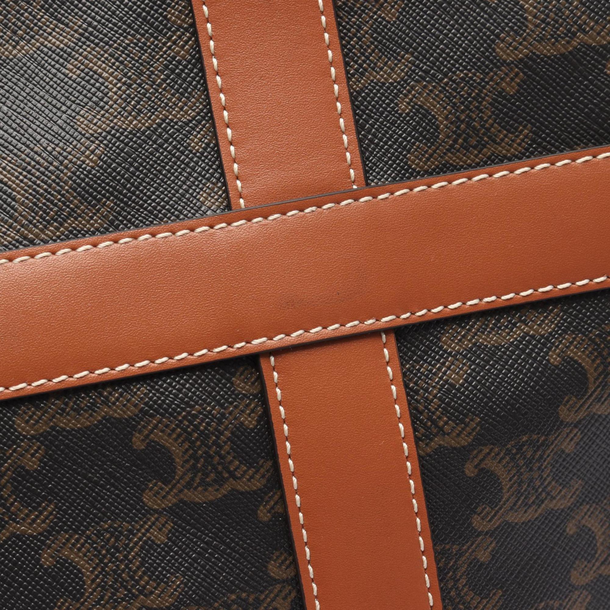 Celine Triomphe Large Boston Bag, Coated Canvas and Leather, Men's Women's, Black Brown