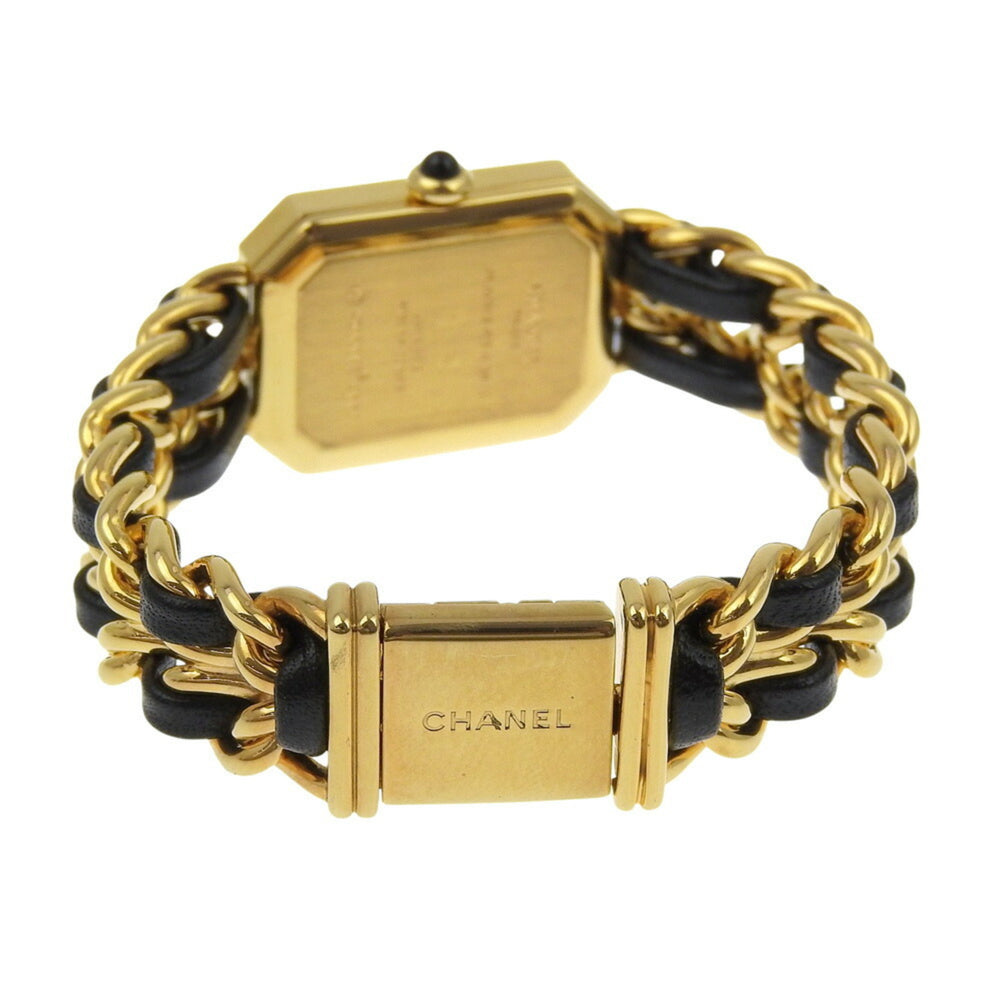 CHANEL Premiere S Watch H0001, Gold-Plated Leather Quartz Movement, Analog Display, Black Dial, Women's — Very Good