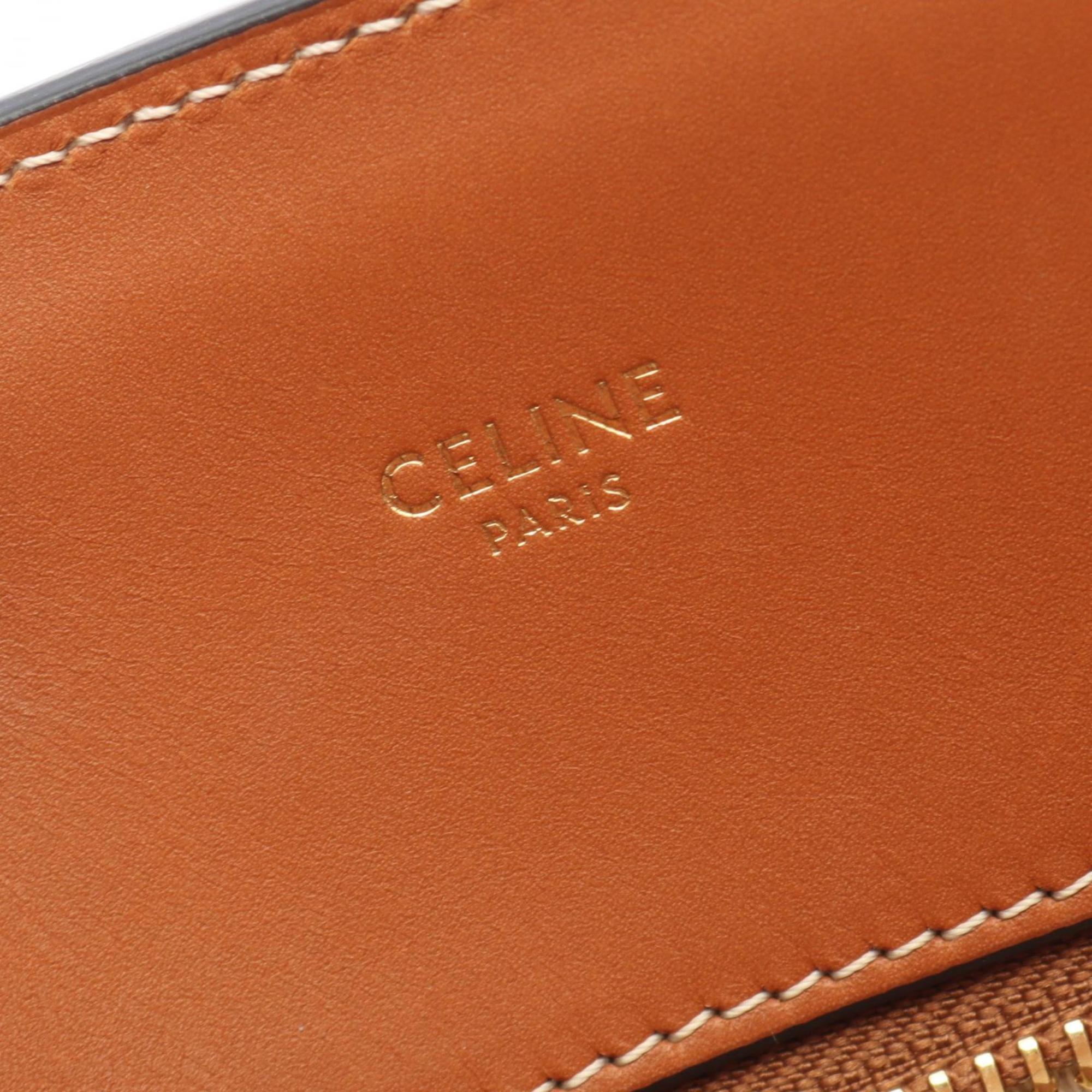 Celine Small Vertical Cabas Maillon Triomphe Tote Bag, Canvas and Leather, Women's, Navy Brown