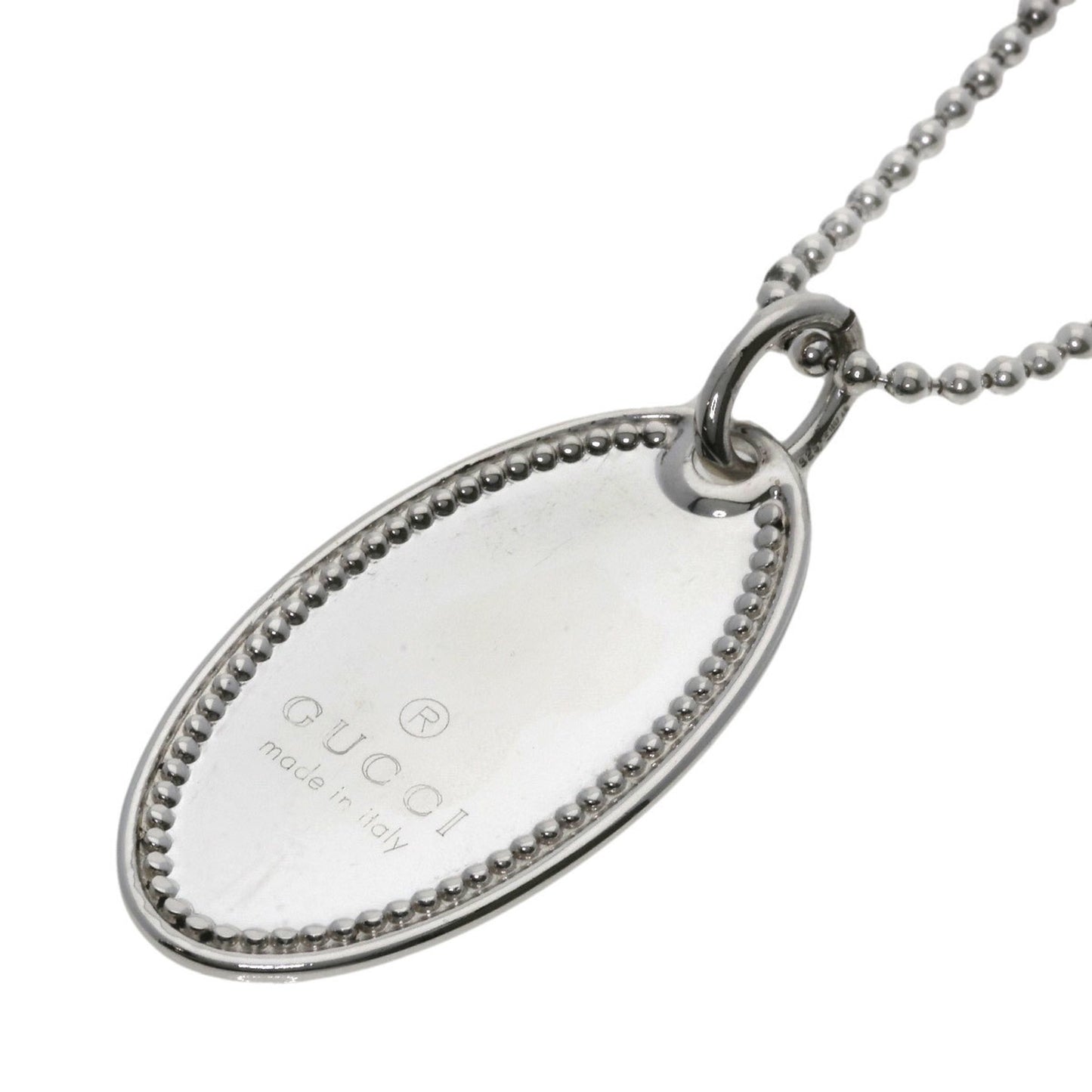 GUCCI Plate Necklace Silver Women's