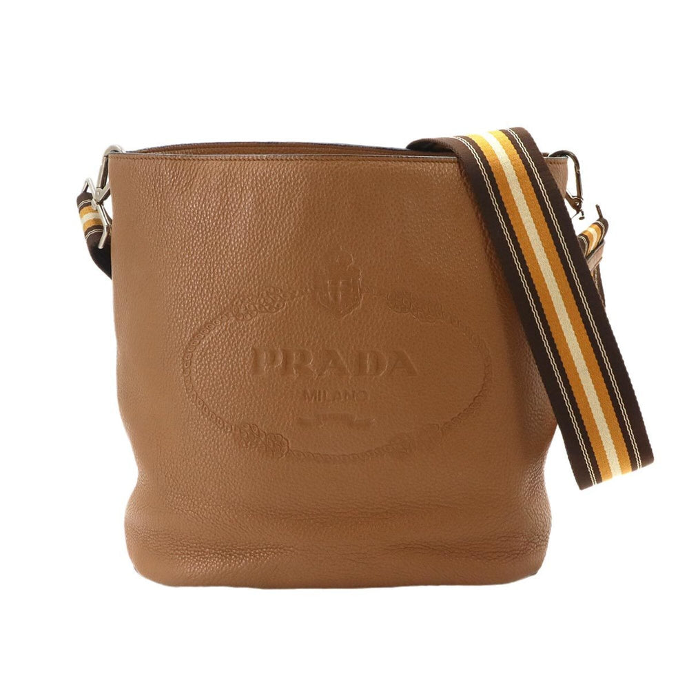 Prada PRADA Shoulder Handbag Leather Brown Silver Hardware 1BE023 Bag — Like New