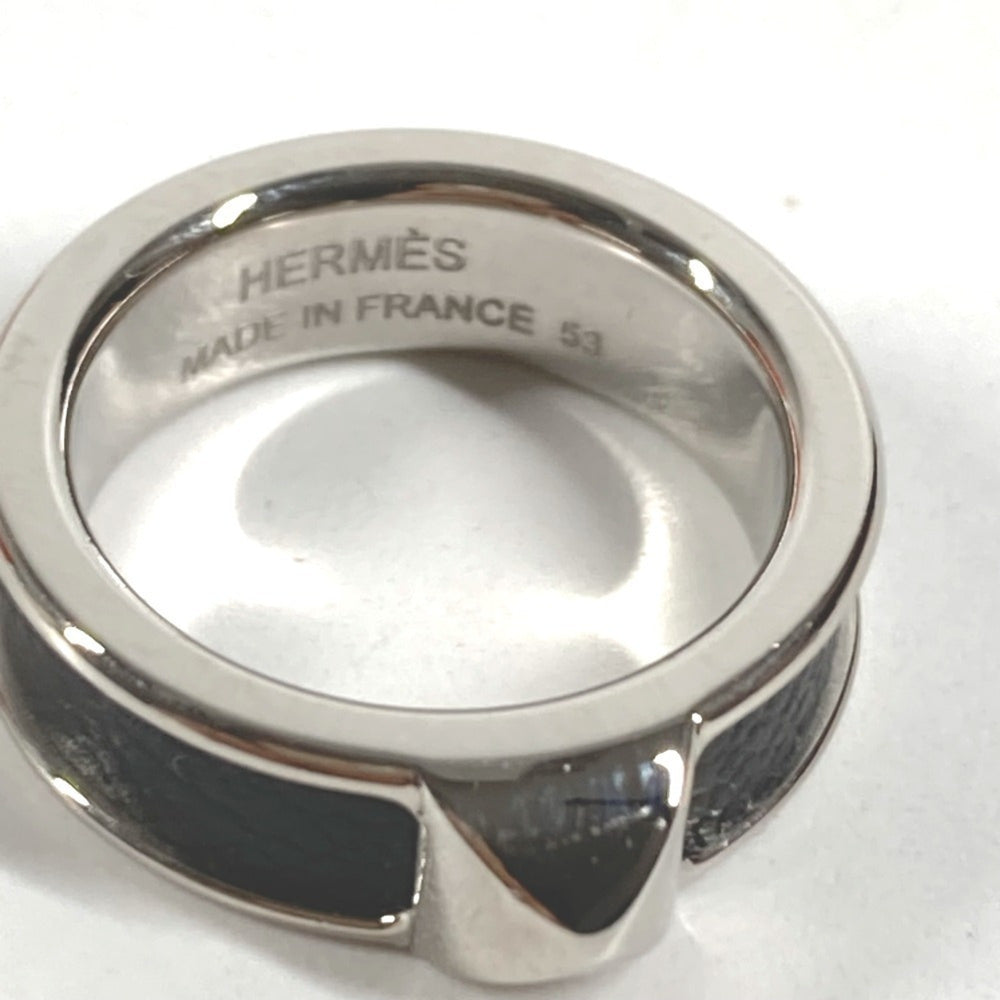 HERMES Hermes Athens Accessory Ring - Metal Leather Women's Black Size 1 — Like New