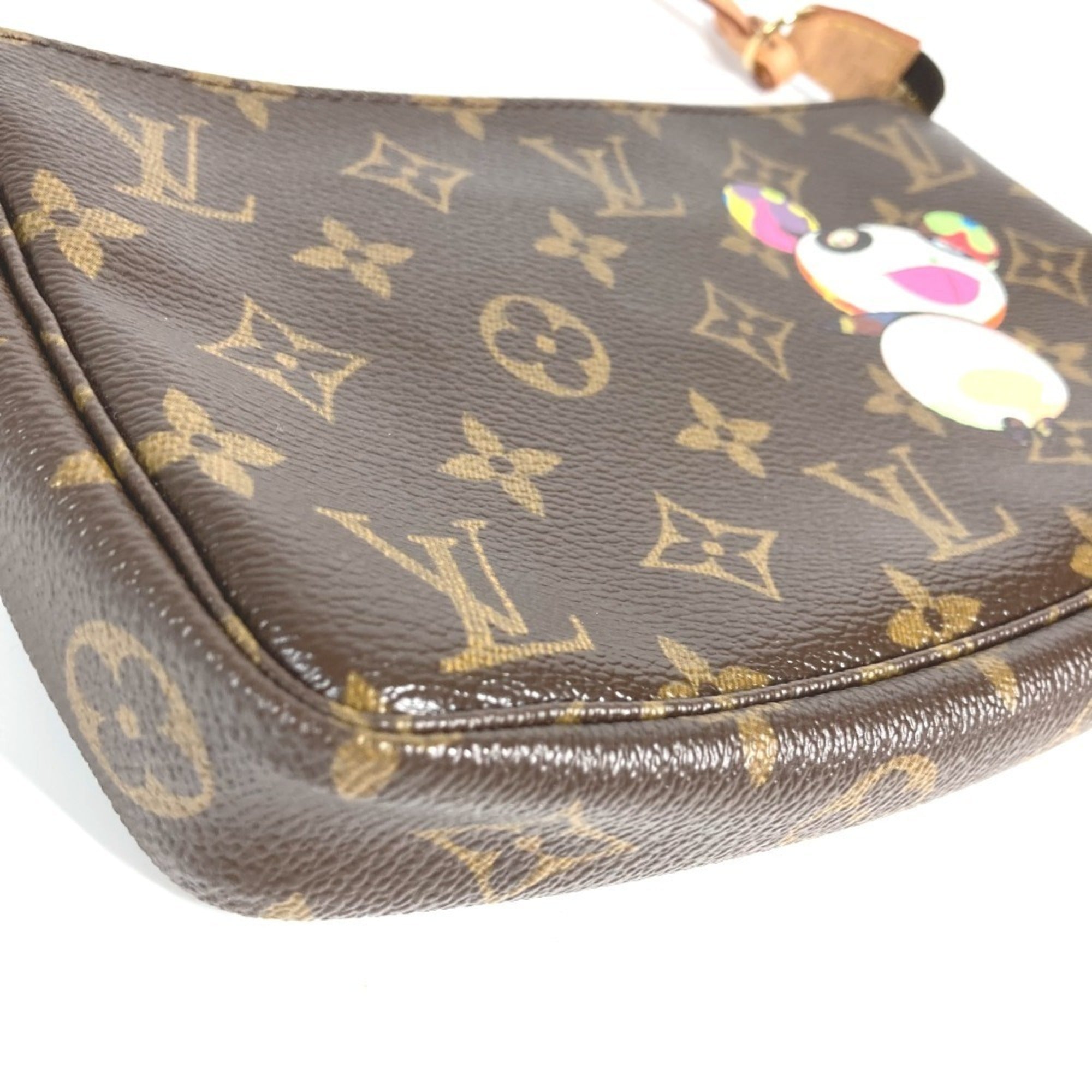 LOUIS VUITTON M51981 Monogram Panda Pochette Accessoires by Takashi Murakami. Accessory pouch, handbag, shoulder bag, canvas, women's, brown, like new — Like New