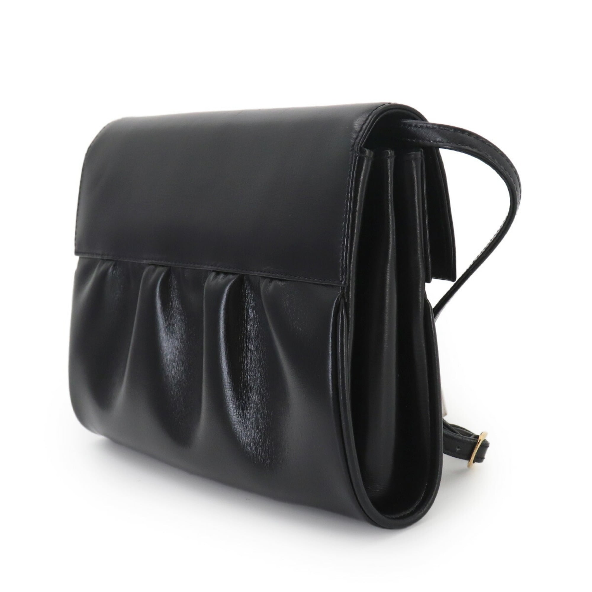 Gucci Double G Shoulder Handbag, Leather, Black, Gold Hardware — Like New