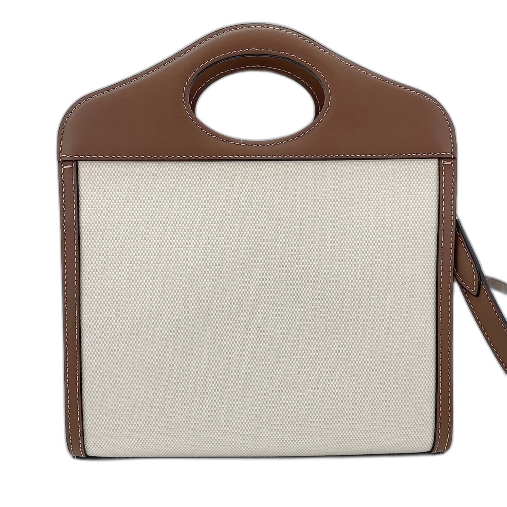 Burberry Mini Pocket Bag 2-Way Handbag Canvas Brown — Like New