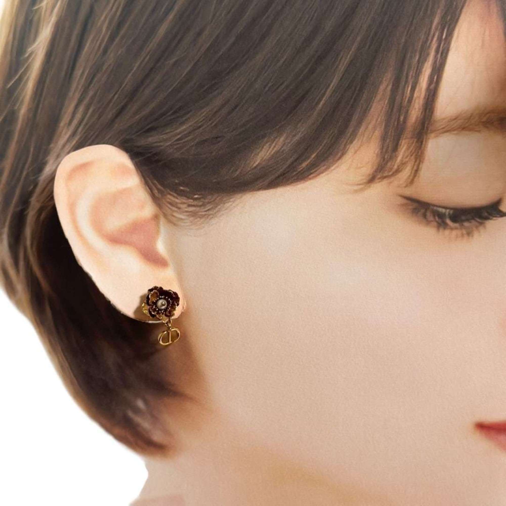 Christian Dior Dior Women's D Millefiori Earrings with Asymmetrical Flowers