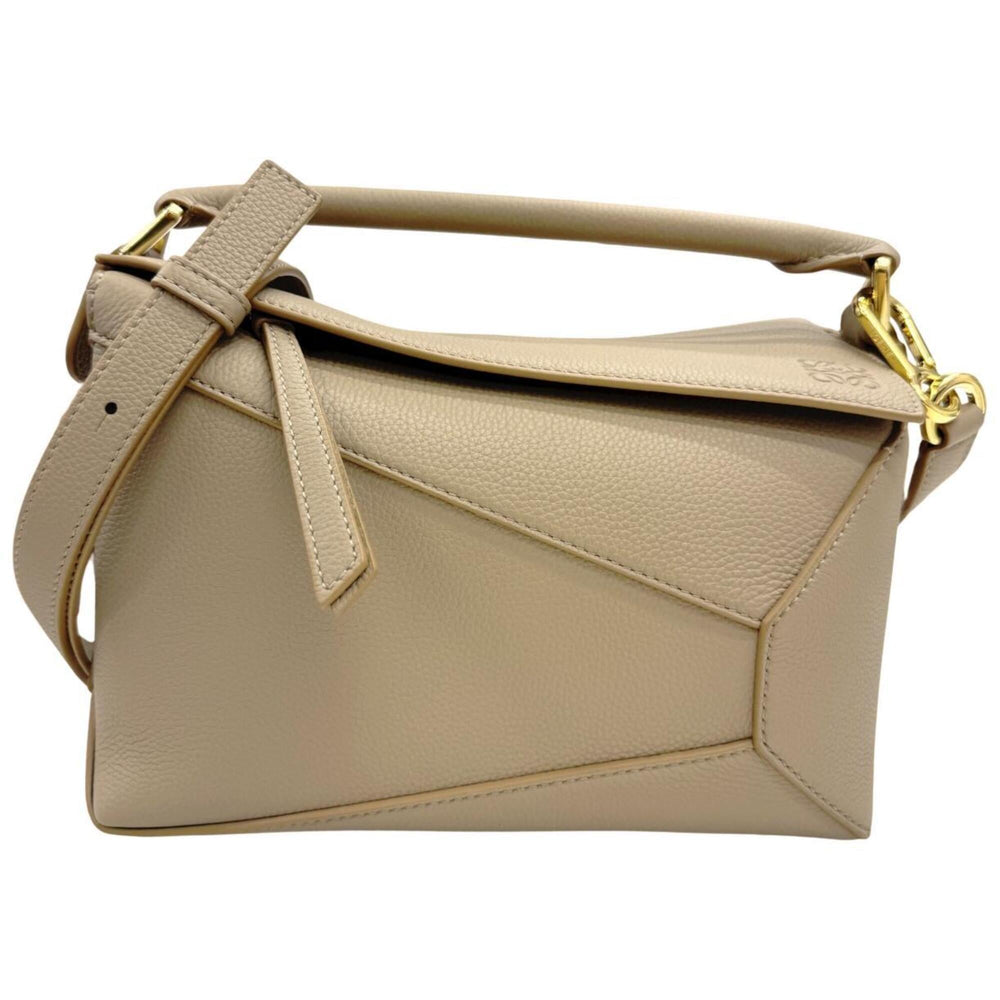 LOEWE Puzzle Edge Small A510P60X30 Sand Calfskin Shoulder Bag Handbag Gold Hardware Women's — Like New