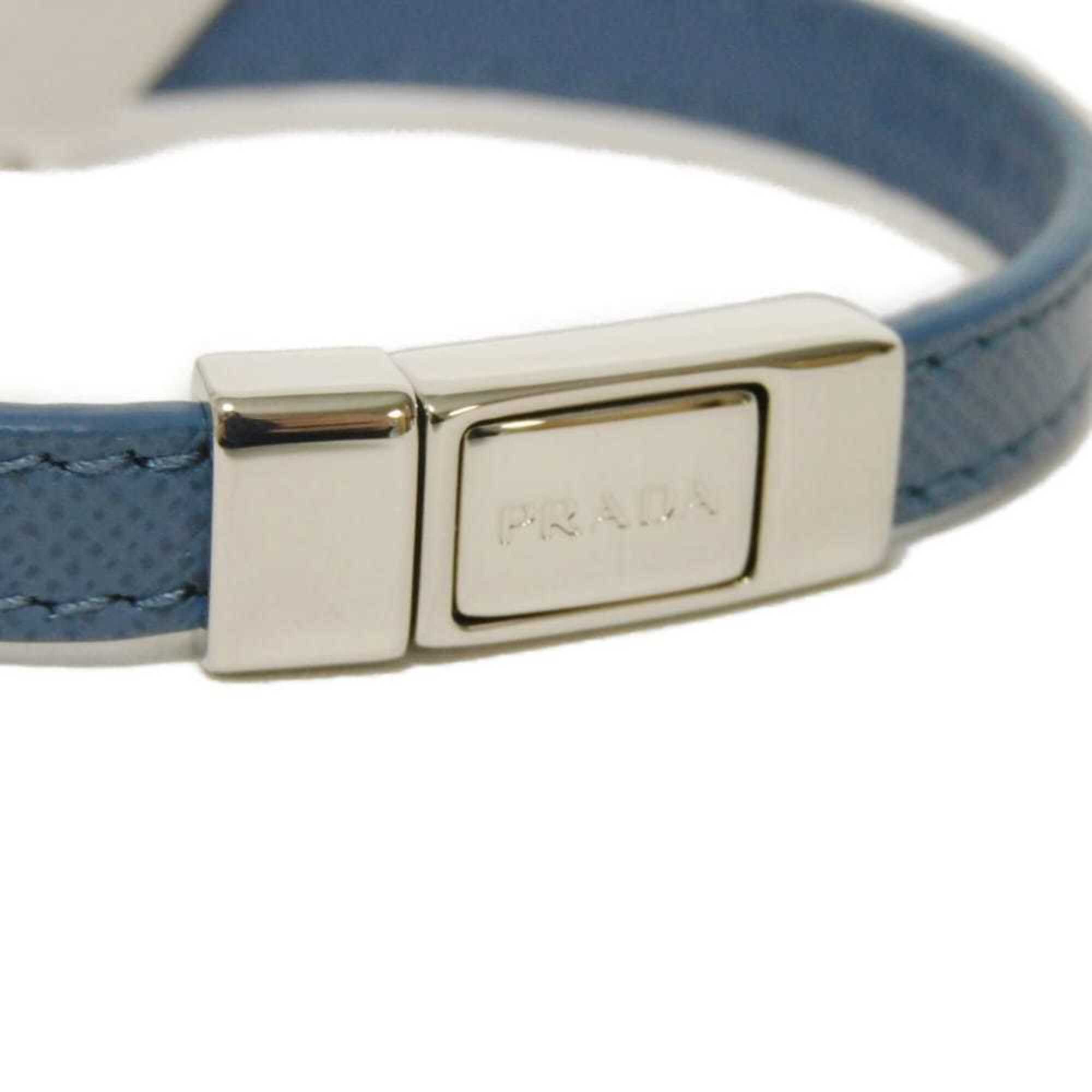 Prada Saffiano Bracelet, Size M, Enamel Blue, Silver Triangle Logo, Avio 2IB289 053 F0154, Men's/Women's — Like New