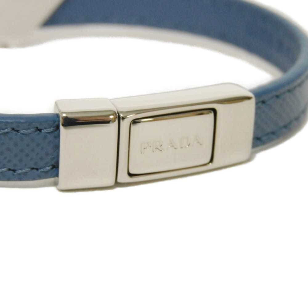 Prada Saffiano Bracelet, Size M, Enamel Blue, Silver Triangle Logo, Avio 2IB289 053 F0154, Men's/Women's — Like New