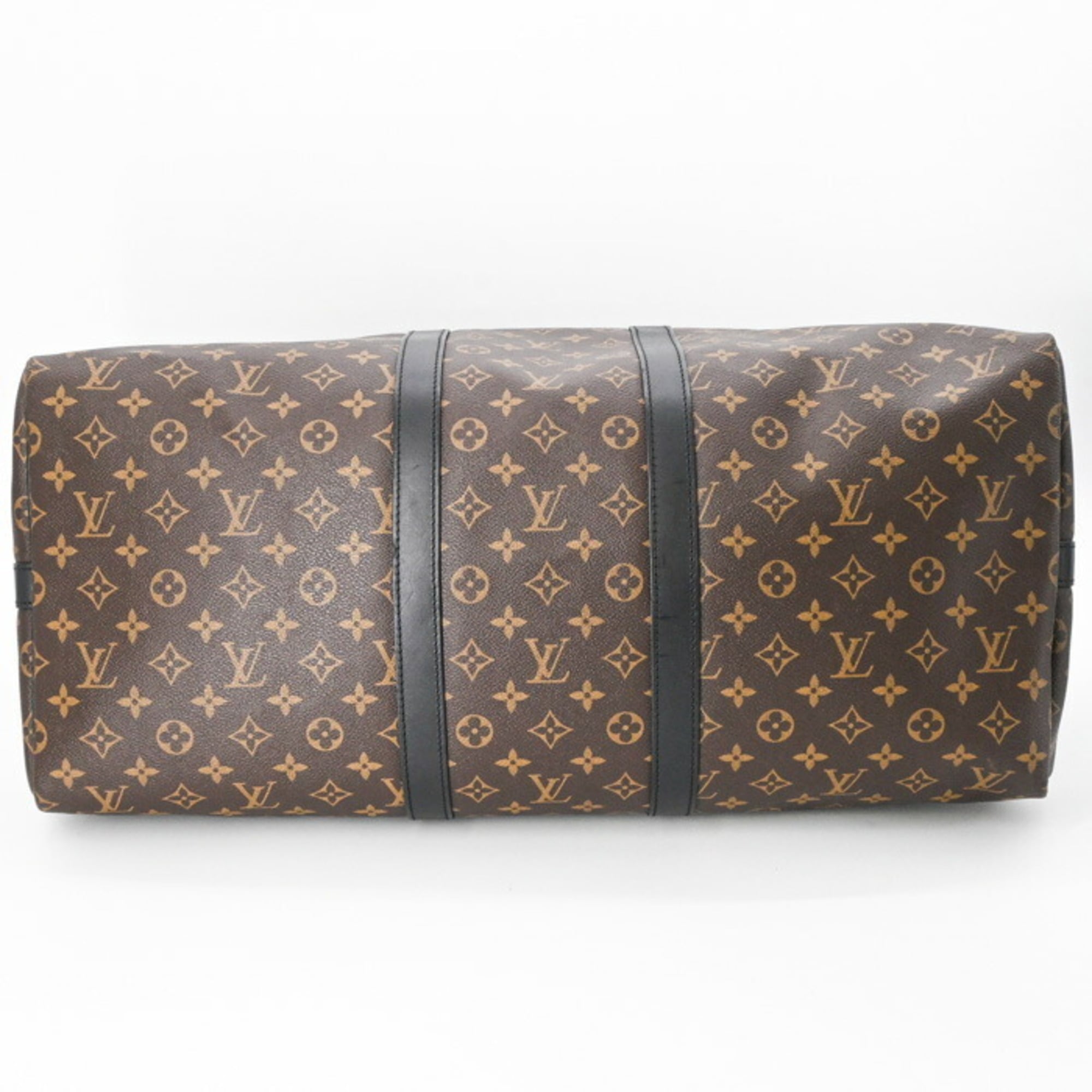 LOUIS VUITTON Louis Vuitton Boston Bag Monogram Macassar Keepall Bandouliere 55 Brown M56714 — Like New