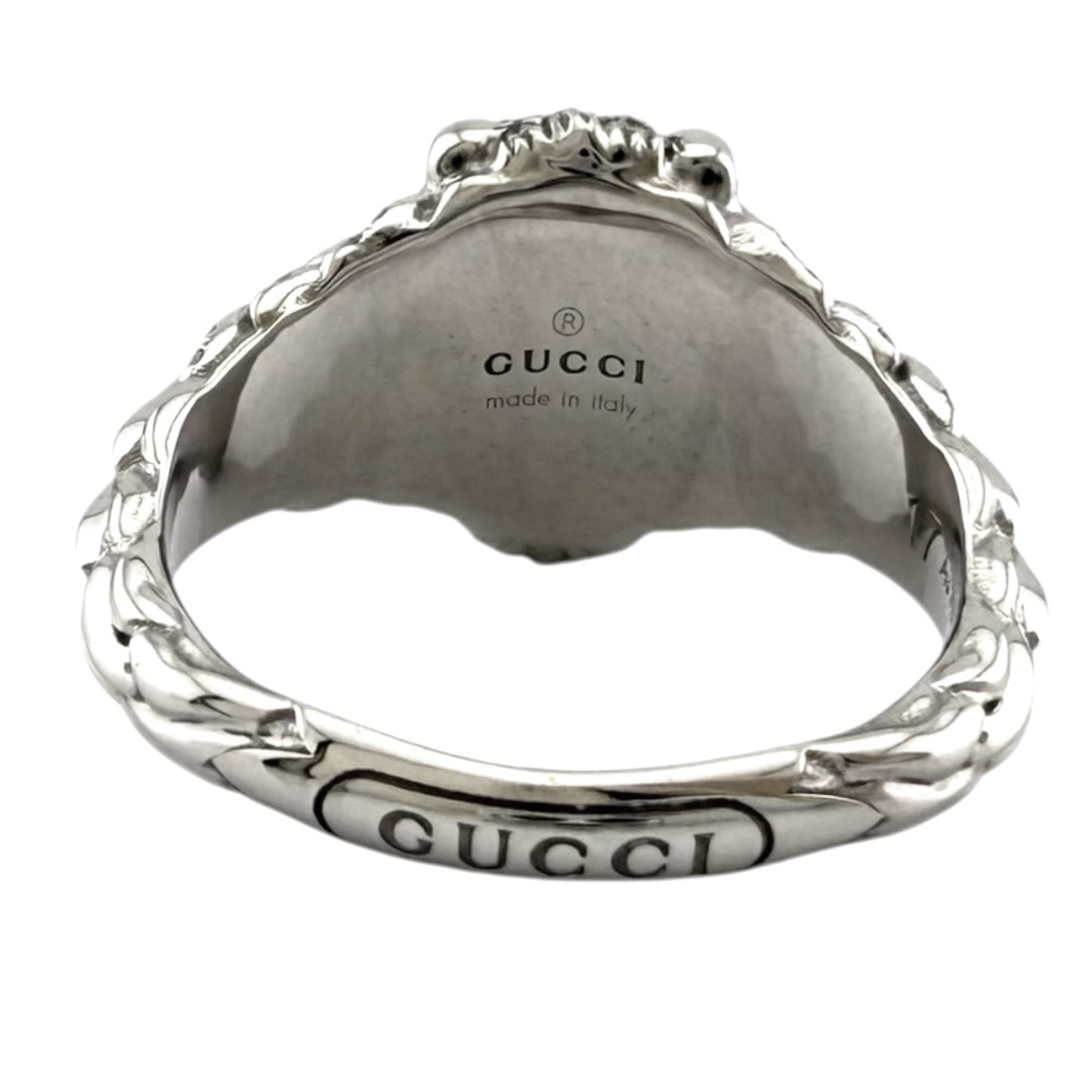 Pre-owned Gucci Lion Head Ring, size 16.5, 18k gold, aquamarine and diamonds, unisex.