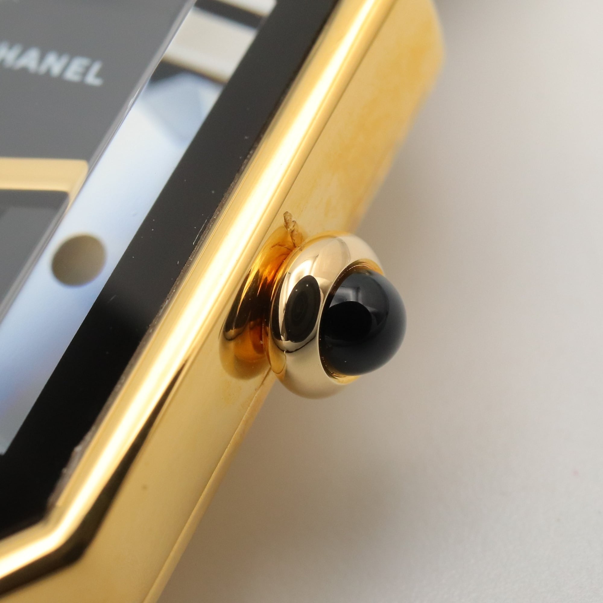 Chanel CHANEL Première S Watch, Gold Plated (GP), Leather Strap, Women's, Black, H0001 — Very Good