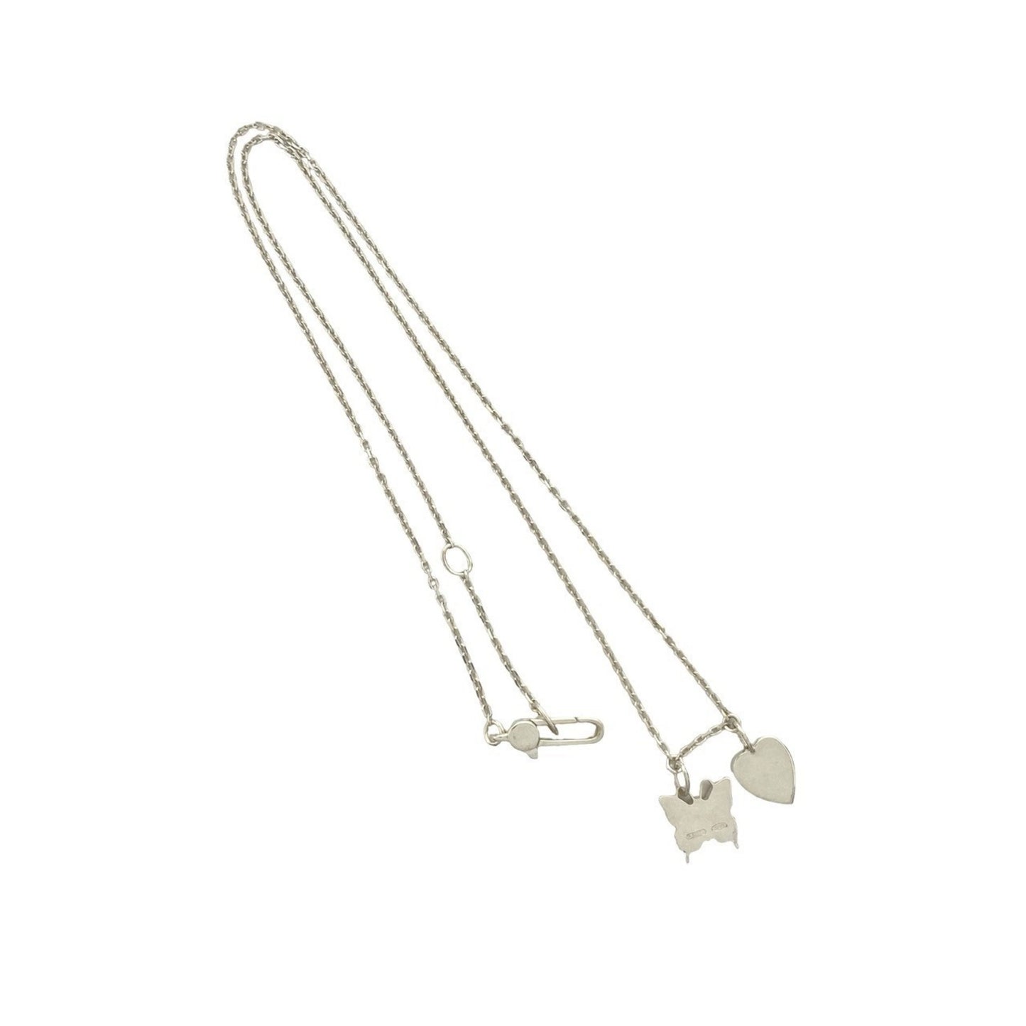 GUCCI Heart and Butterfly Motif Silver 925 Necklace Pendant Choker 40255