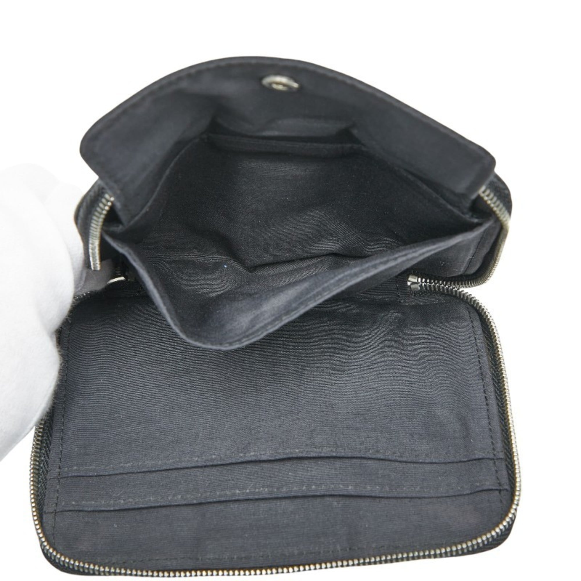 Hermes Hermès Deauville Purse PM Zip-Around Bifold Wallet in Black Canvas for Women