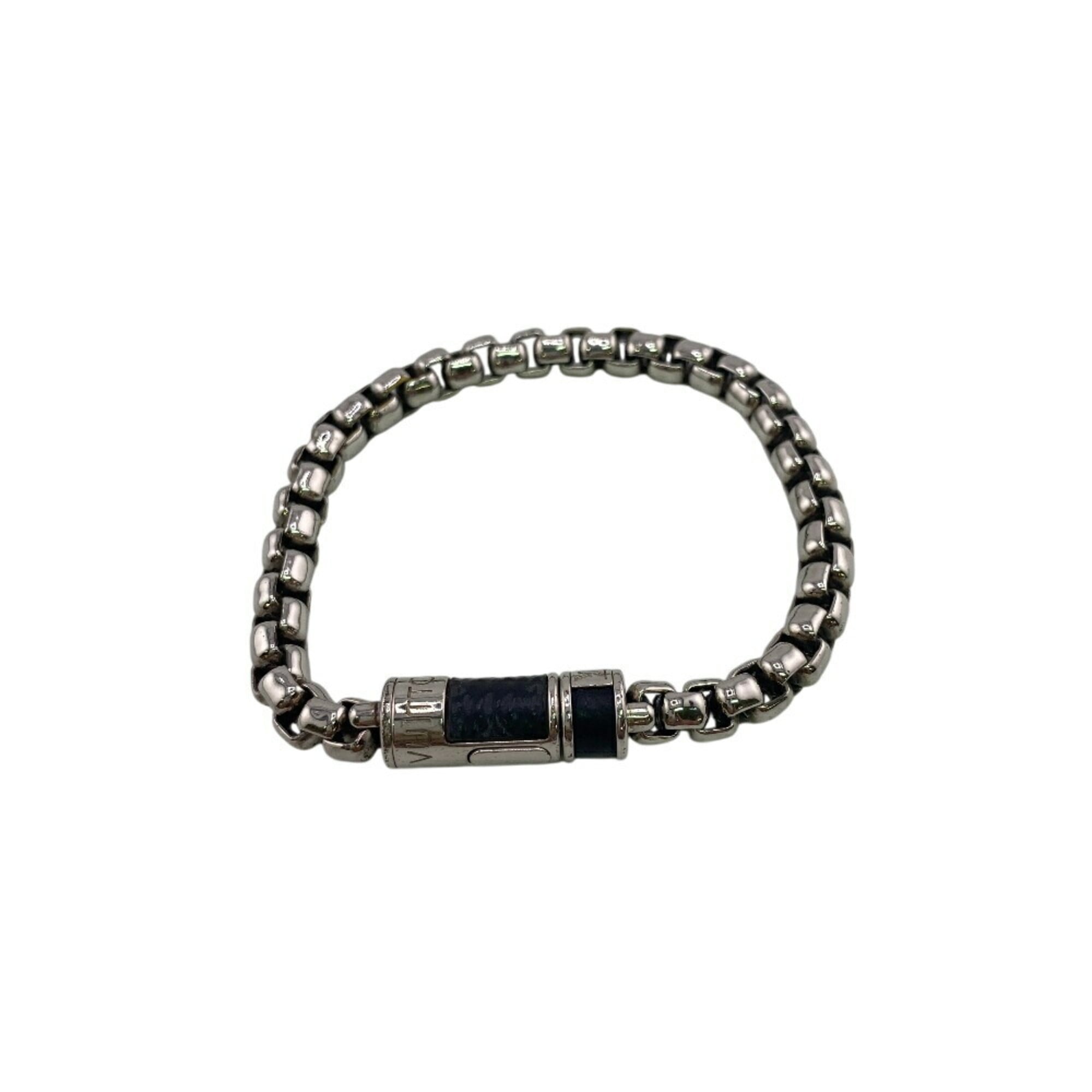 LOUIS VUITTON M62592 Monogram Eclipse Chain Bracelet in Silver for Men