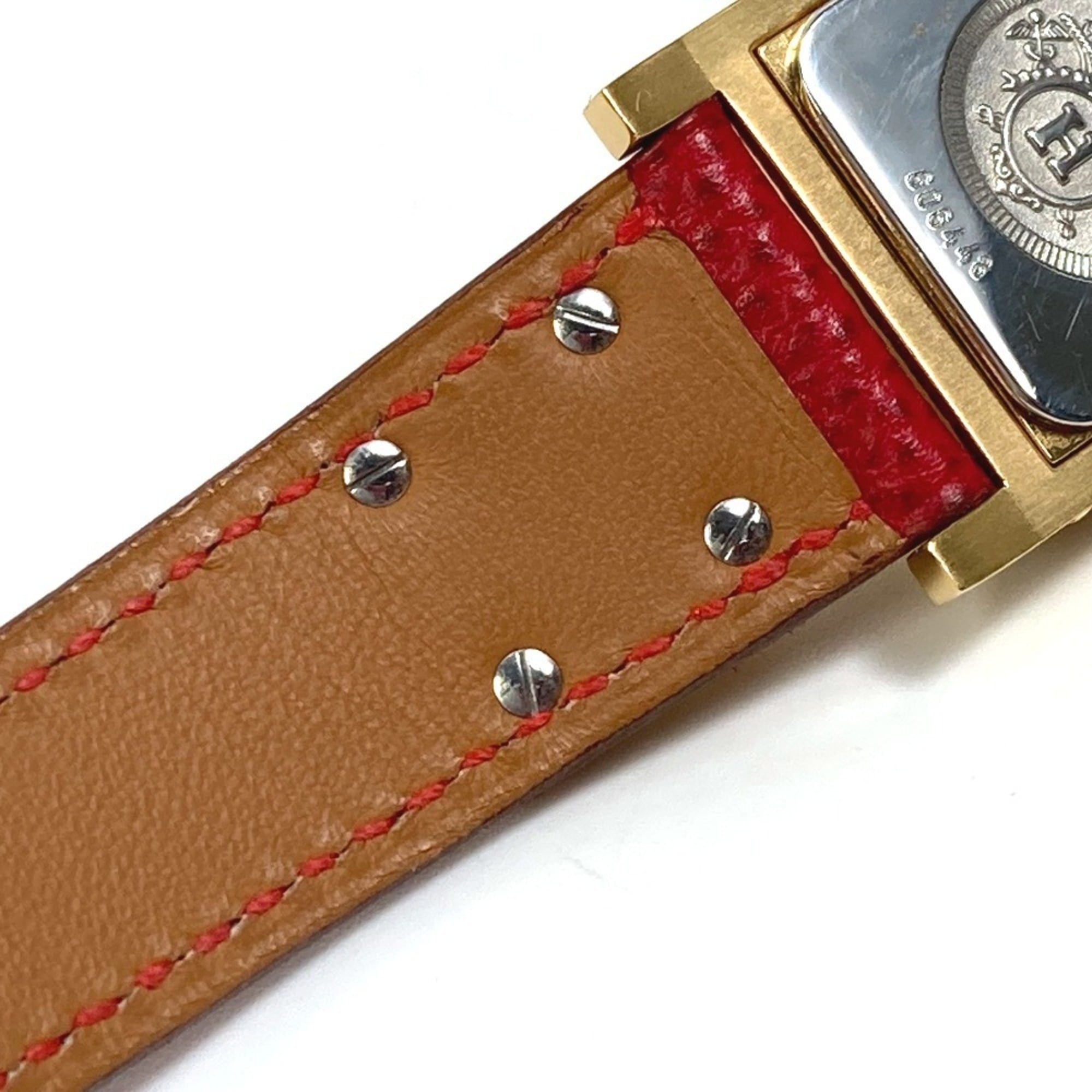 HERMES Medor Quartz Watch GP Leather Ladies Gold S-220909-9 — Good