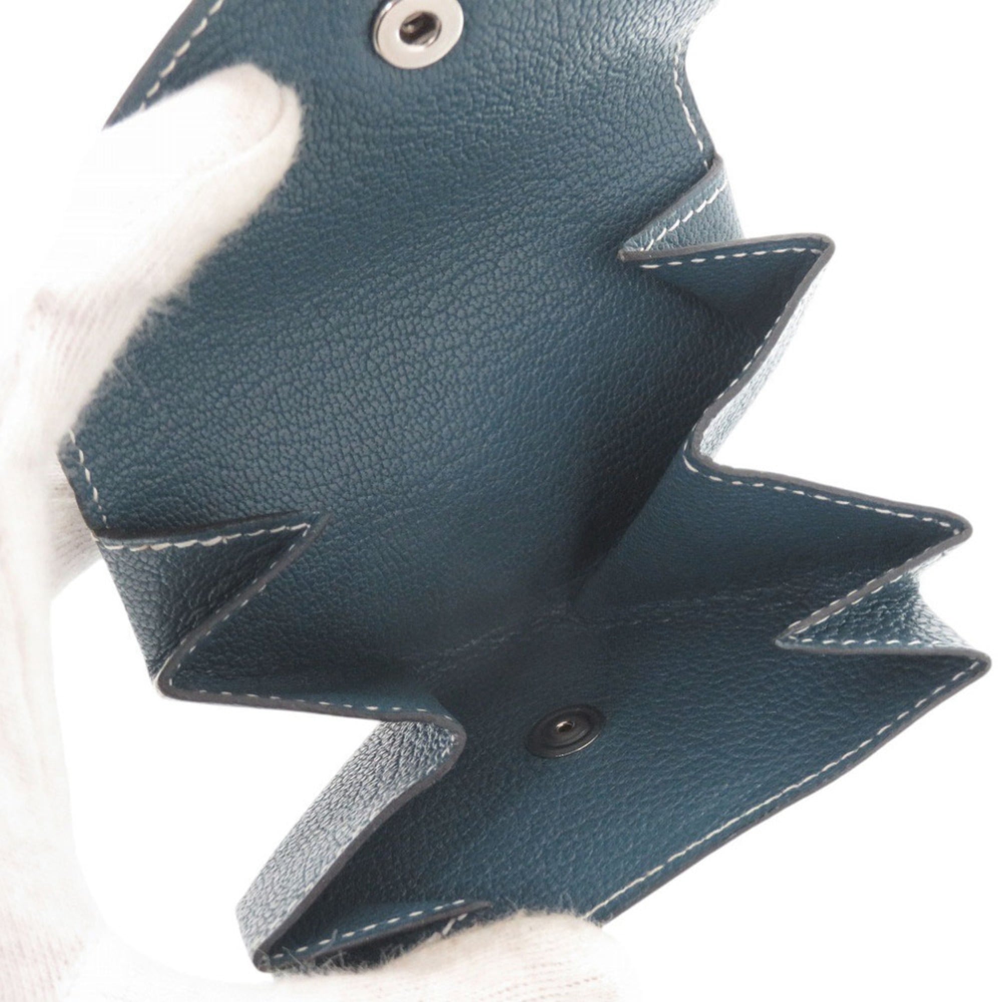 Excellent condition Hermès Le Vingt Quatre Chevre wallet with silver hardware, H stamp (2004), blue, 1208 HERMES