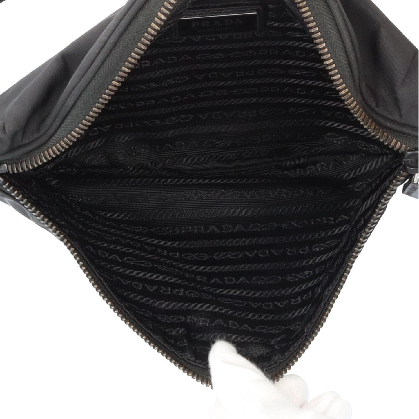 Pre-owned Prada Saffiano Leather Belt Bag/Body Bag, Re-Nylon 2VL033, Black, Men's