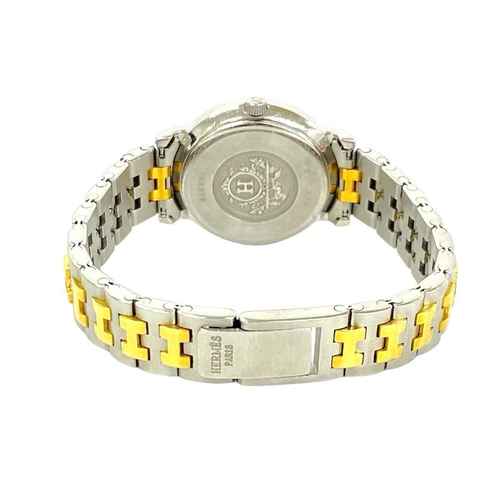 HERMES Hermes Sellier Stainless Steel GP Quartz Wristwatch Silver Gold 35317 — Good