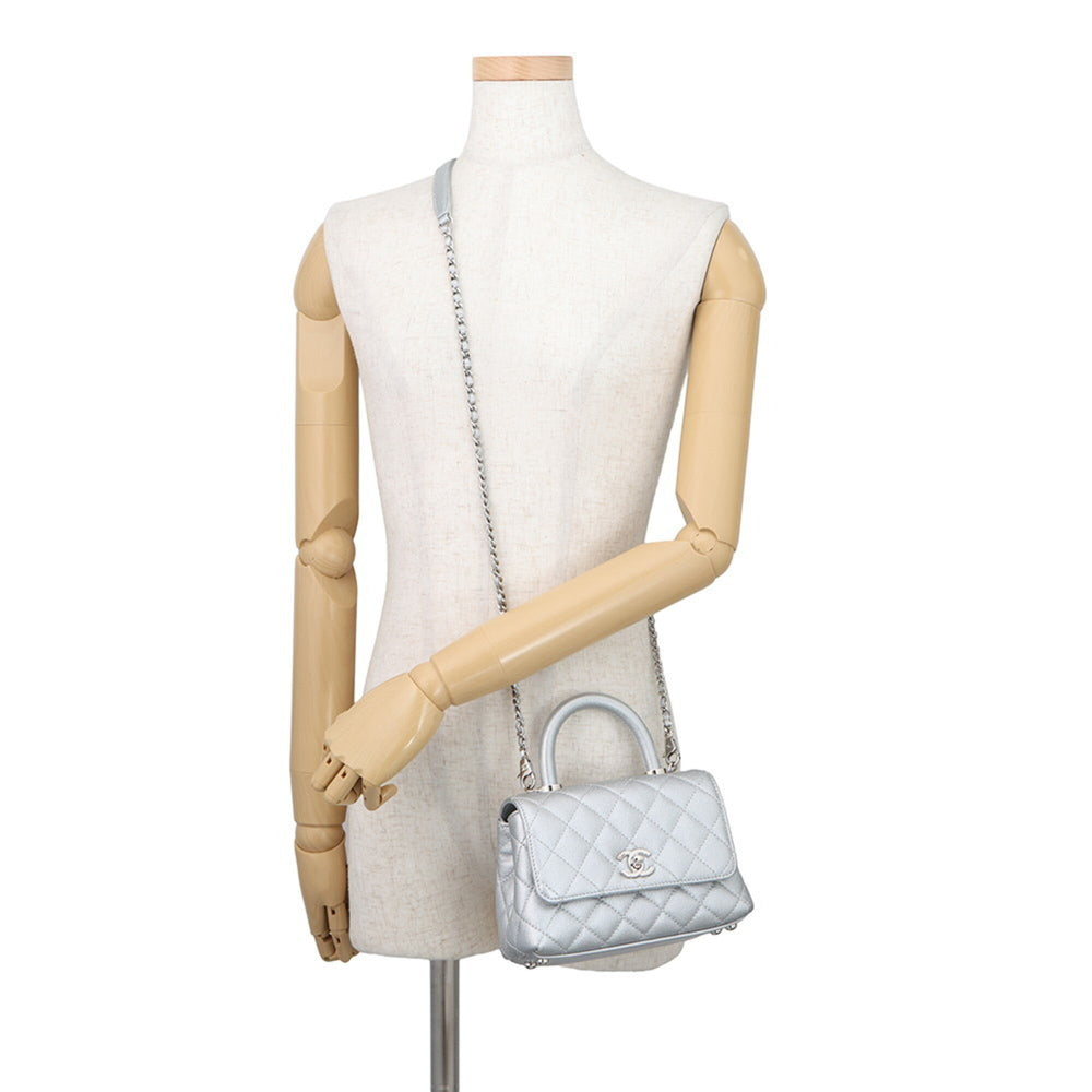 Chanel handbag, Coco Mark, Matelassé, Handle, XXS, Caviar Skin, AS2215, CHANEL 2-way women's — Like New