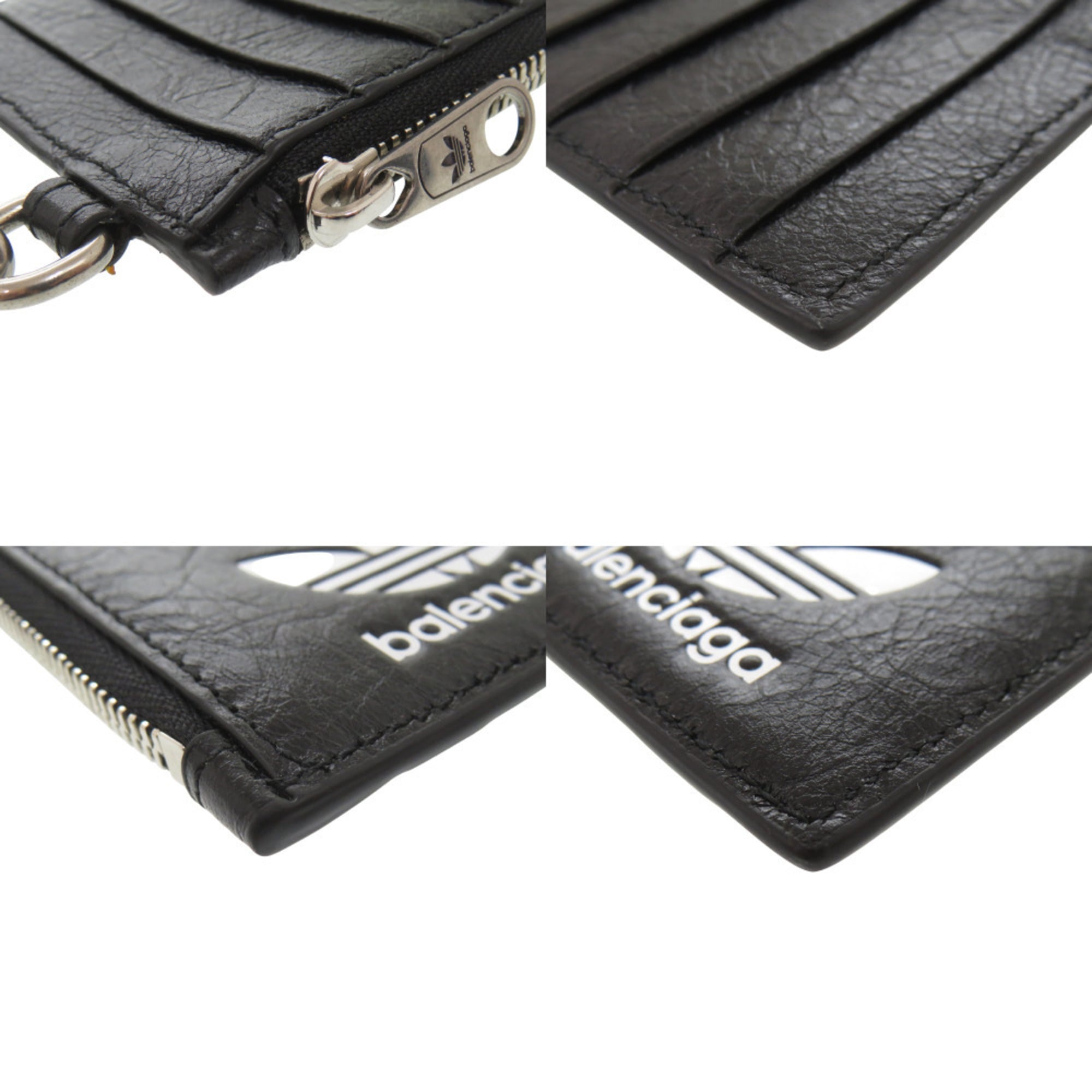 Balenciaga x Adidas Collaboration Trefoil 721894 Leather Black Shoulder Wallet 1288BALENCIAGA — New - Store Return