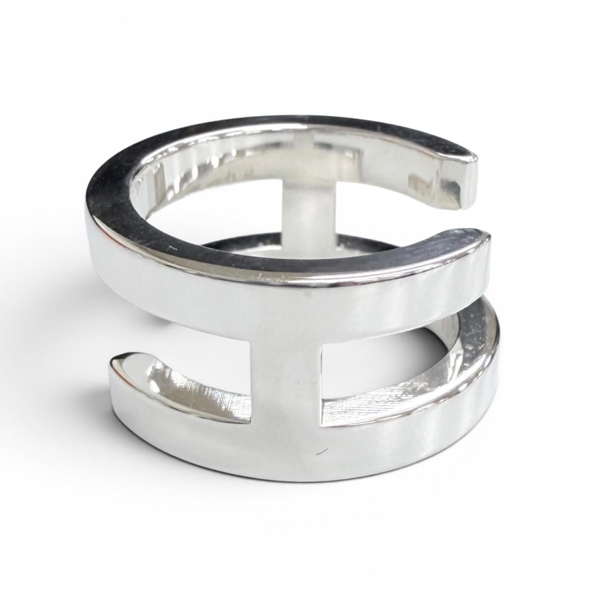 HERMES AG925 H symbol ring, silver, size 48, weight 6.9g, women's, very popular, highly recommended! — Like New