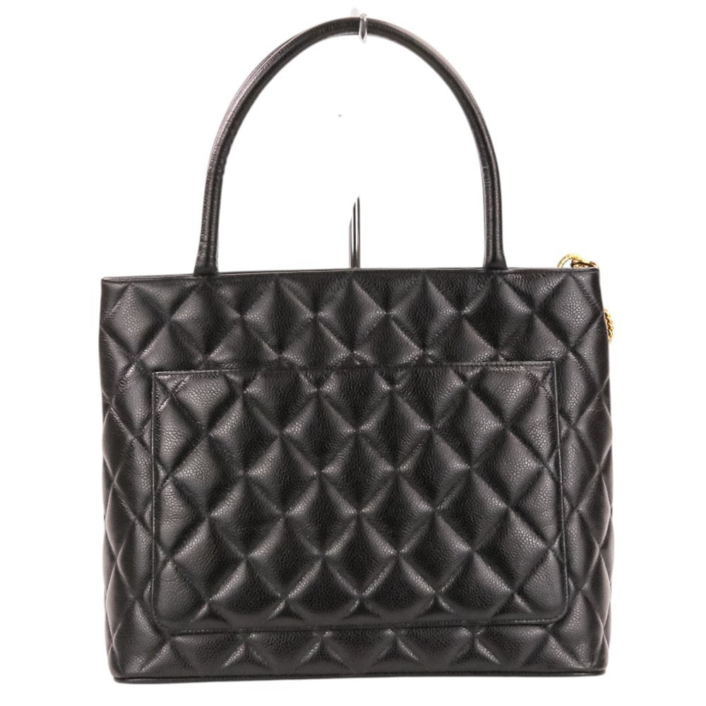 CHANEL Chanel Caviar Skin Matelassé Coco Mark Leather Reissue Tote Handbag A01804 Black Women's — Like New