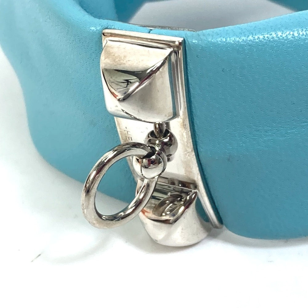 HERMES Medor Torsade Petit H Bracelet, Leather, Women's, Light Blue — Like New