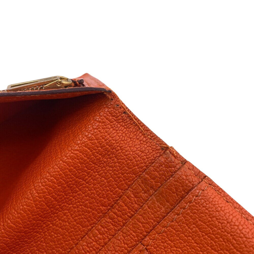HERMES Bearn long wallet, orange, women's