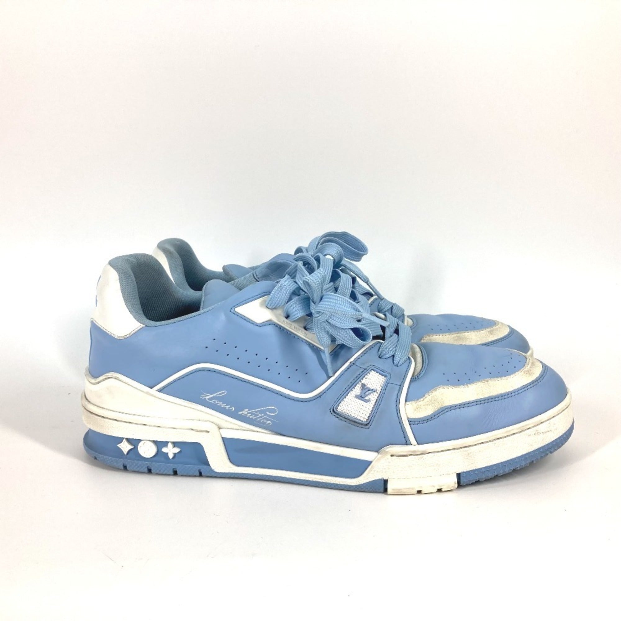 LOUIS VUITTON Louis Vuitton shoes, LV Trainer Line low-top sneakers, leather, men's, blue