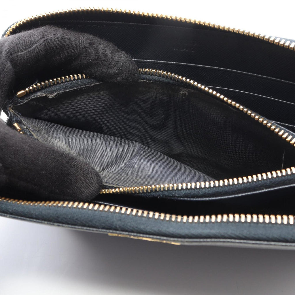 Prada SAFFIANO METAL Round Long Wallet in Saffiano Leather, Navy Blue, Women's, 1M0506