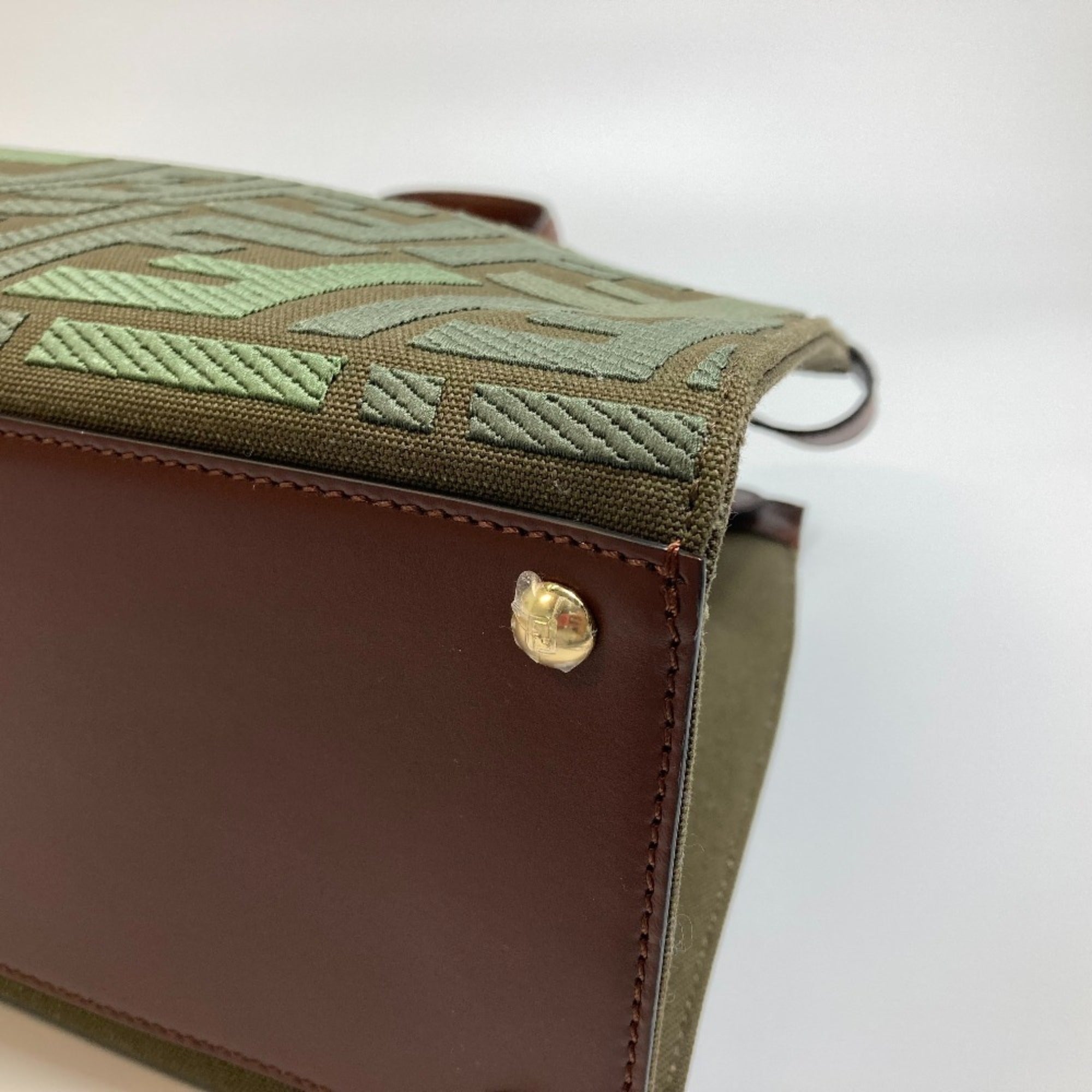 FENDI 8BH374 FF Peekaboo X Tote Shoulder Bag Cotton Women's Green — New - Store Return