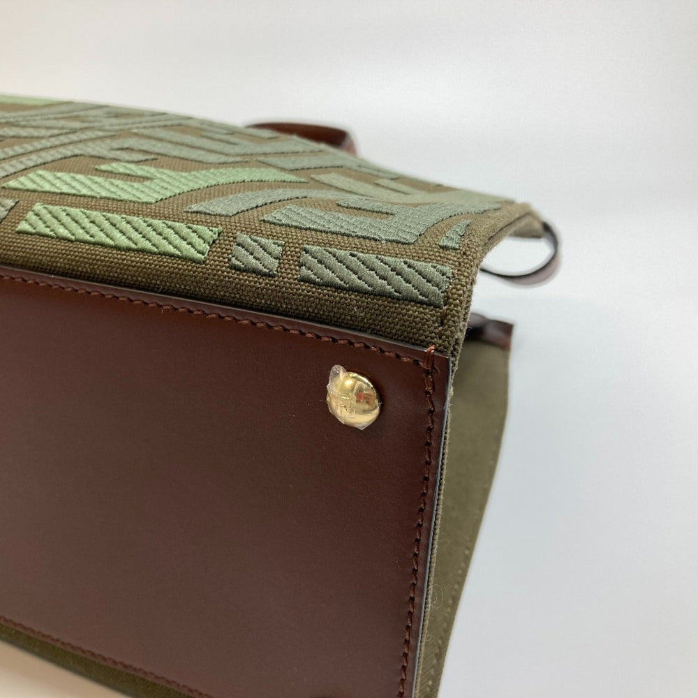 FENDI 8BH374 FF Peekaboo X Tote Shoulder Bag Cotton Women's Green — New - Store Return