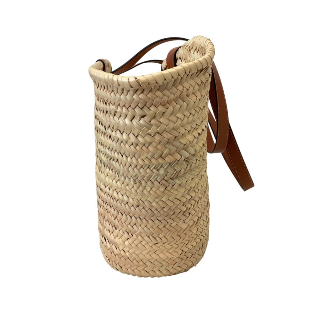 CELINE Large Triomphe Raffia x Leather Basket Bag Classic Panier Natural Tan Women's — Like New