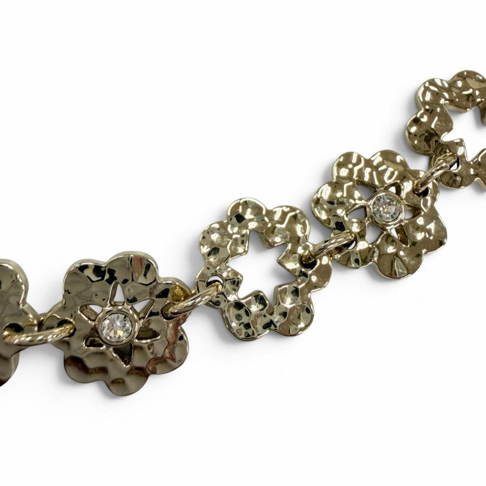 CHANEL I25C Coco Mark Flower Rhinestone Necklace Choker Accessory Gold Made in Italy Women's — Like New